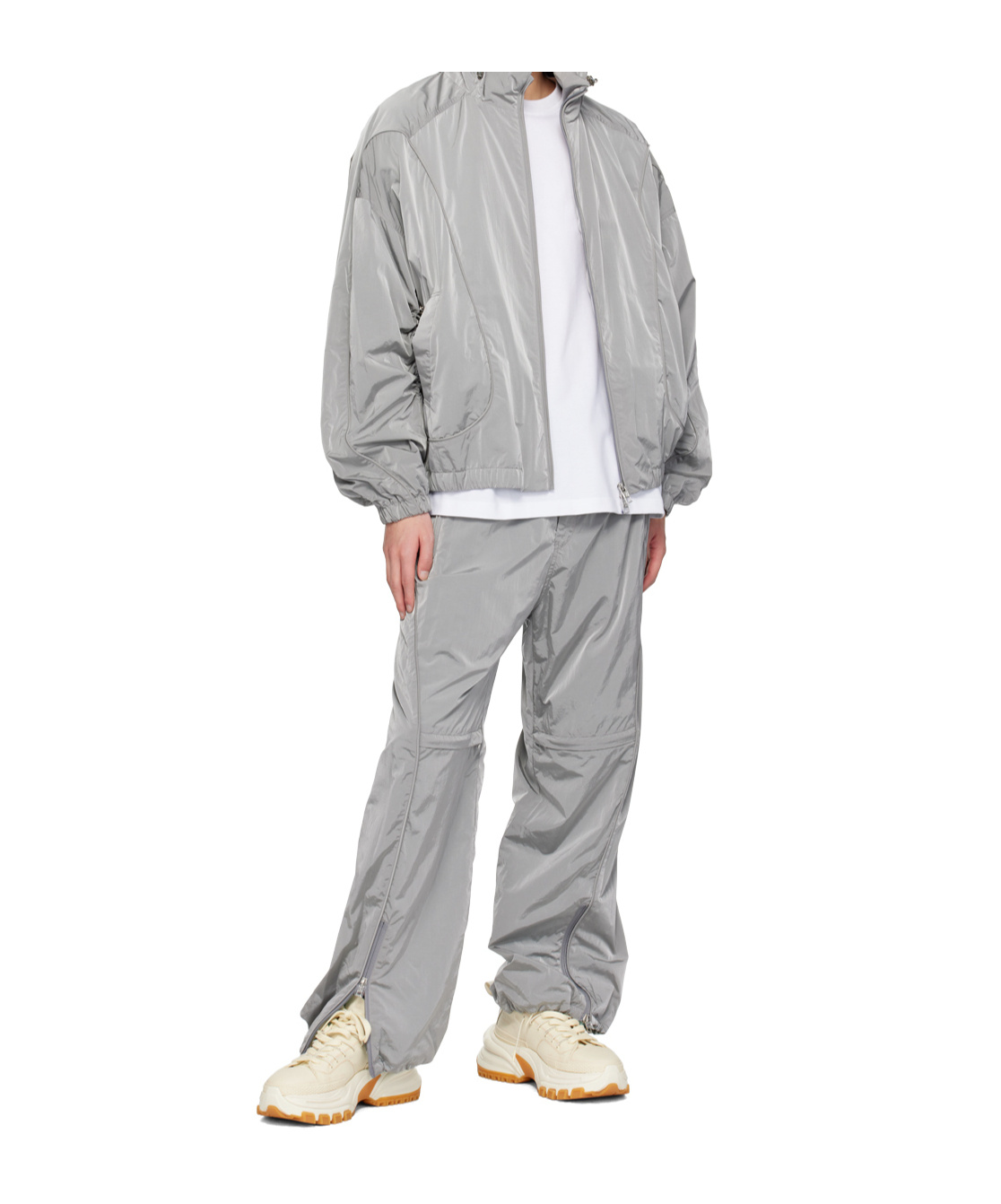 Wooyoungmi Gray Paneled Track Pants In Gray