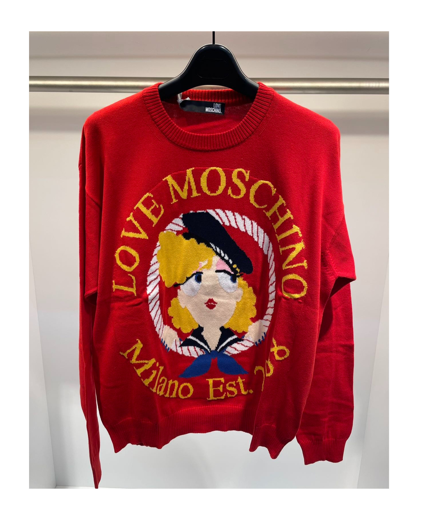 Moschino Logo Knitted Sweater In Red