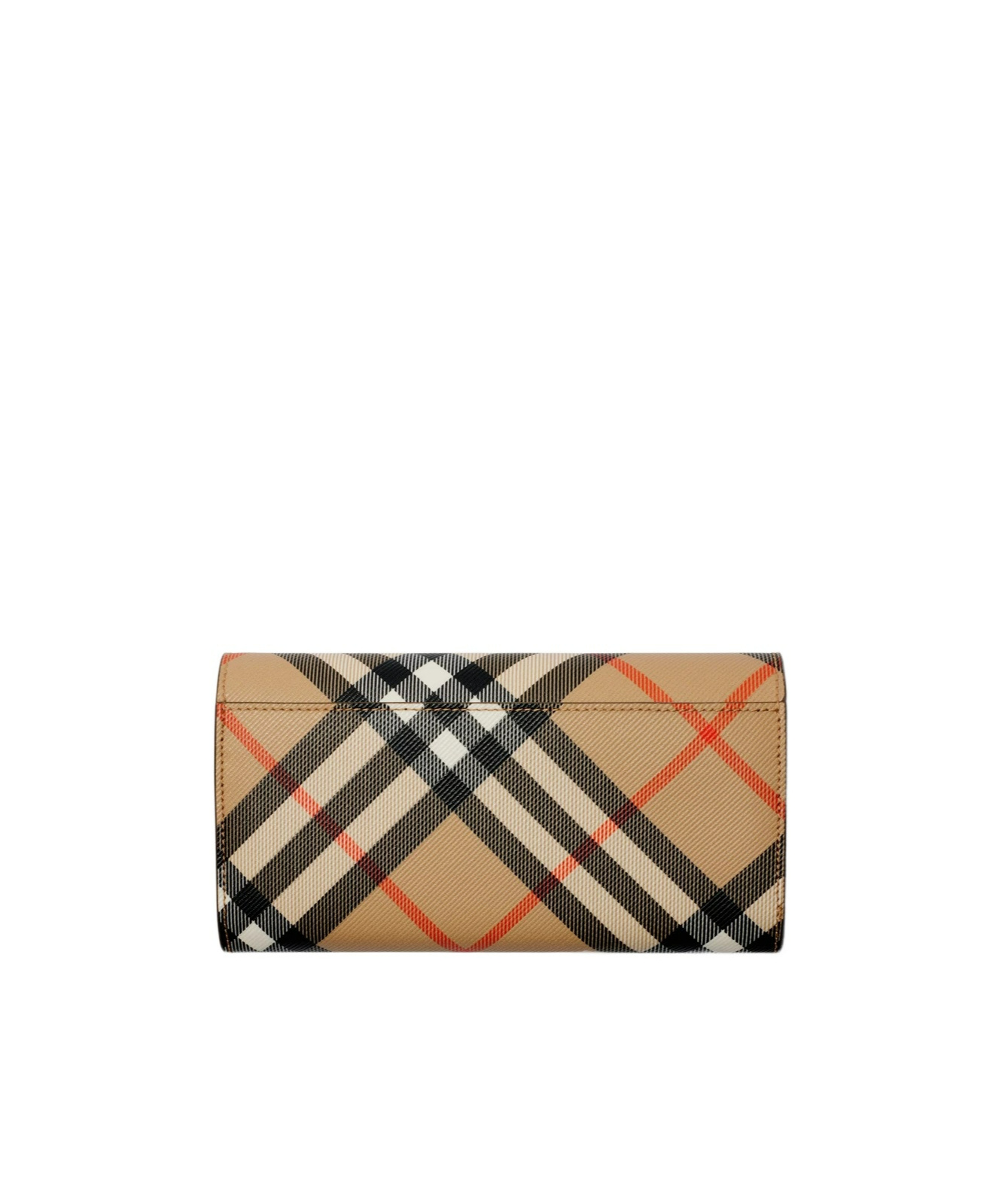 Burberry Check E-canvas Continental Wallet In Nude