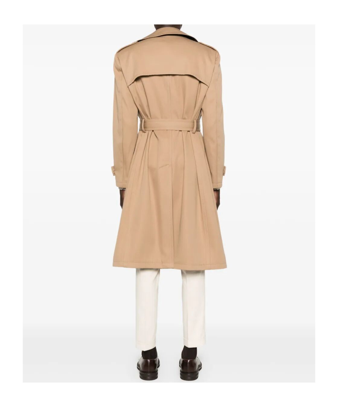 Tagliatore Double-breasted Belted Trench Coat In Brown