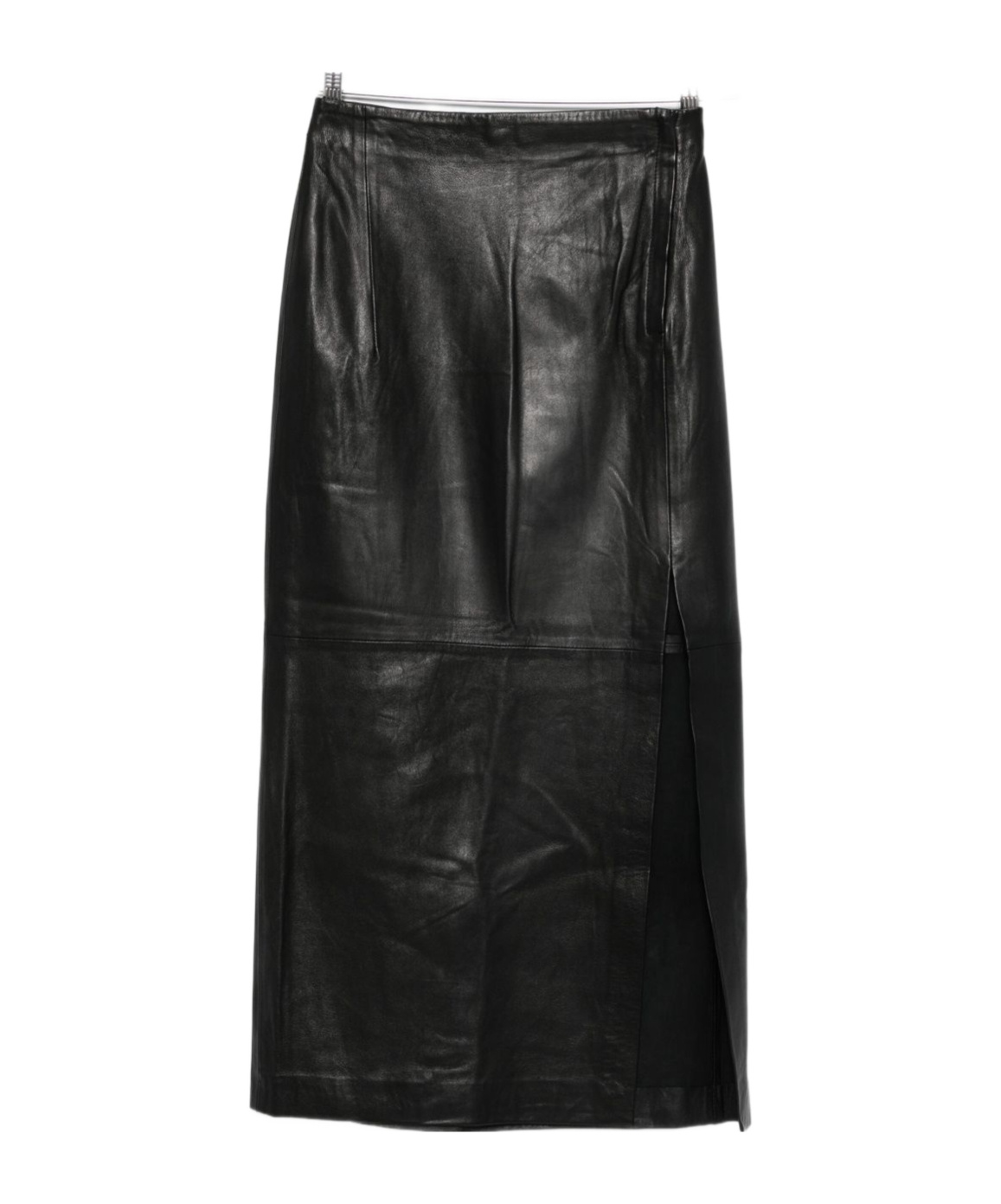 Alysi Leather Midi Skirt In Black