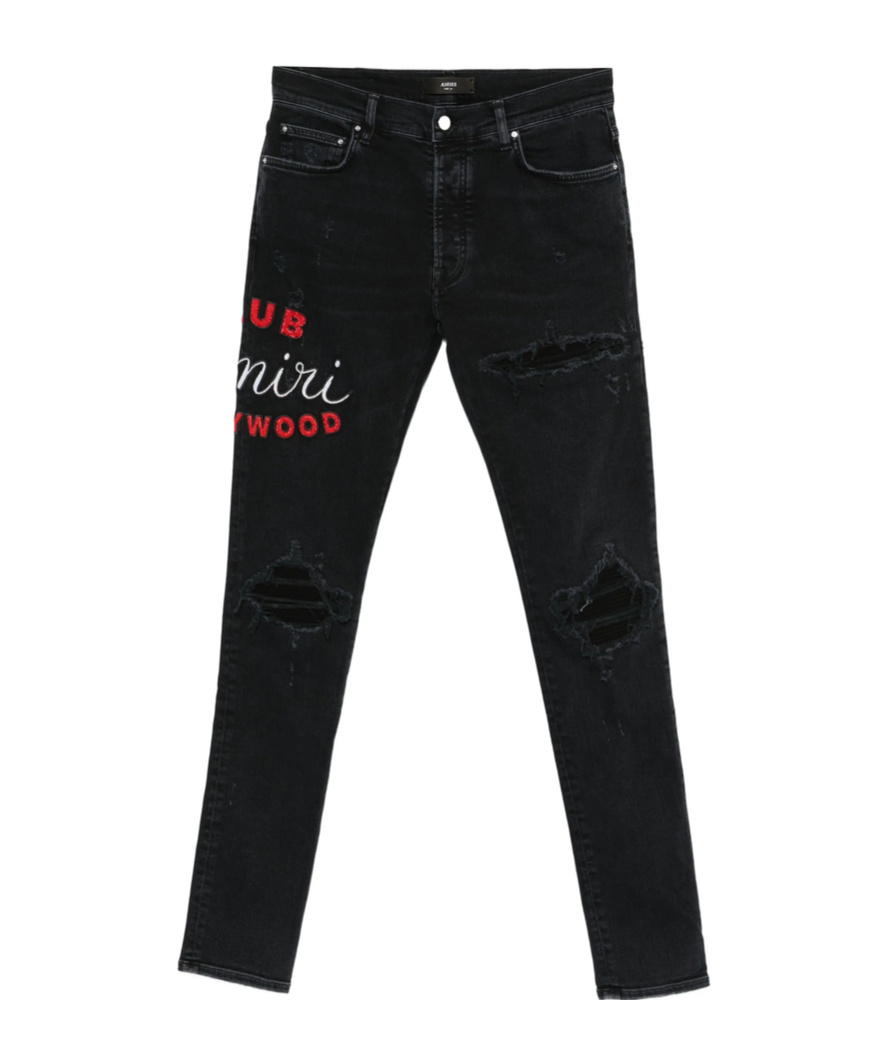 Amiri Casual Trousers With Five Pockets And Embroidery In Black