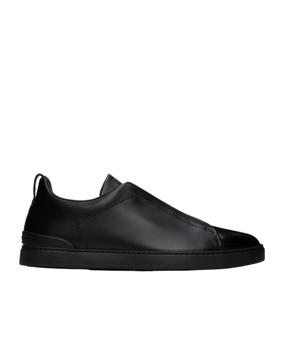 Zegna Triple Stitch Low-cut Skate Shoes In Black