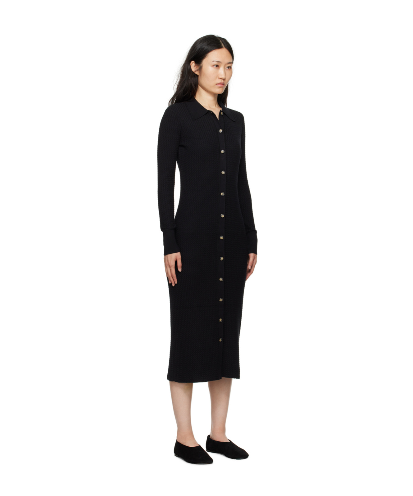 Proenza Schouler White Label Phillips Button-down Dress In Black