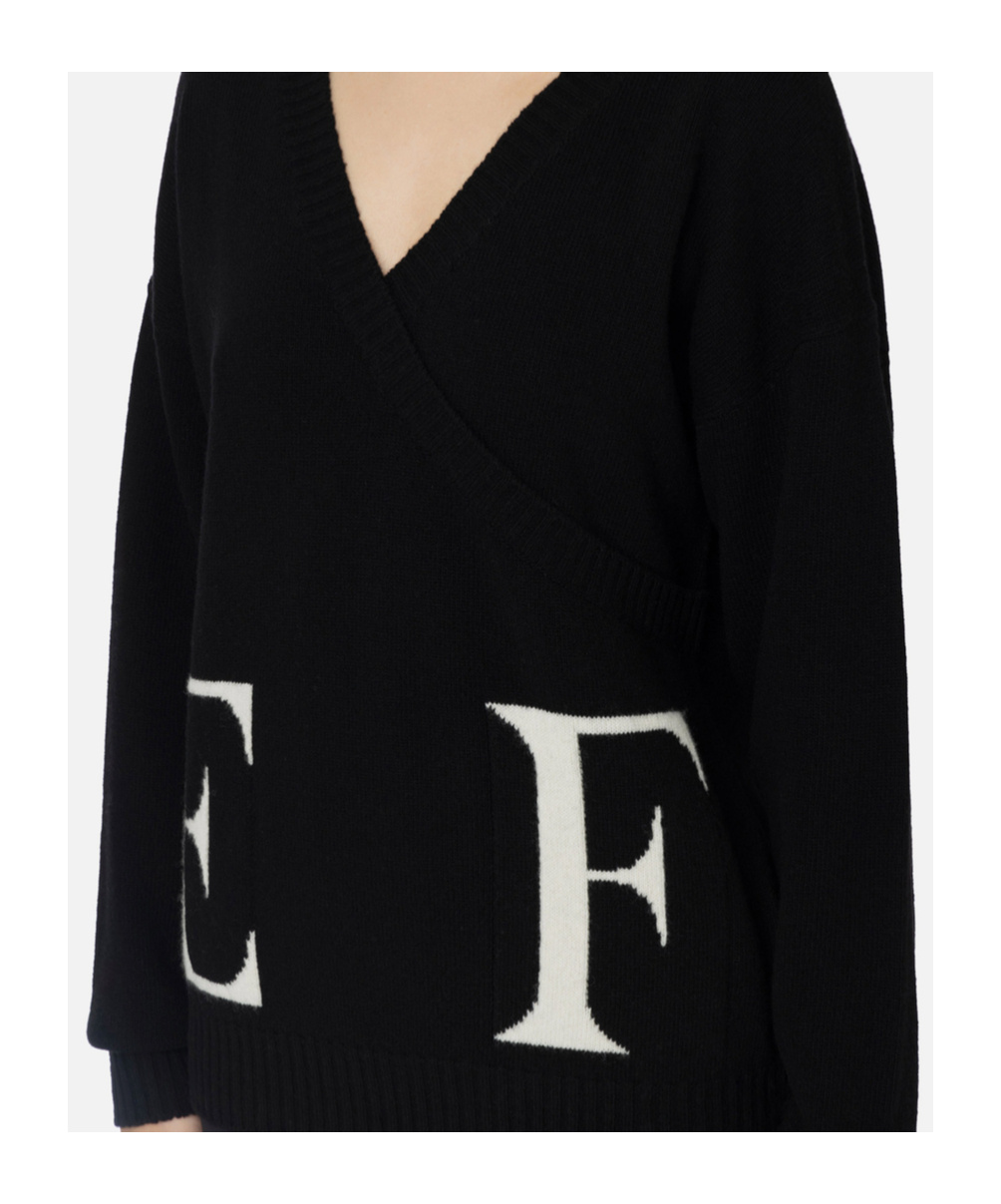 Elisabetta Franchi Logo-intarsia Virgin-wool Jumper In Black