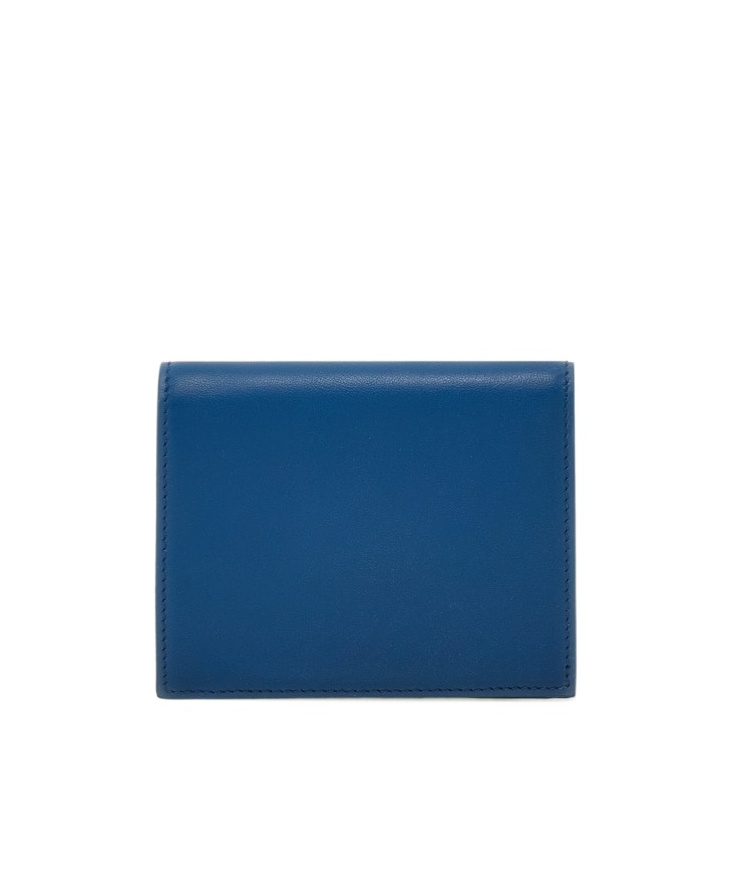 Ferragamo Compact Leather Logo Wallet In Blue