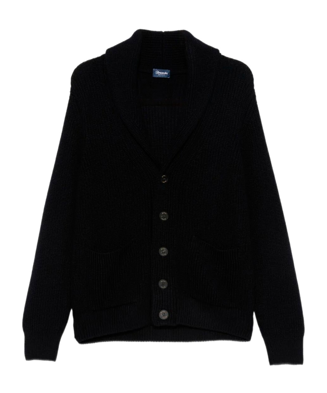 Drumohr Shawl-collar Patch-pocket Cardigan In Black