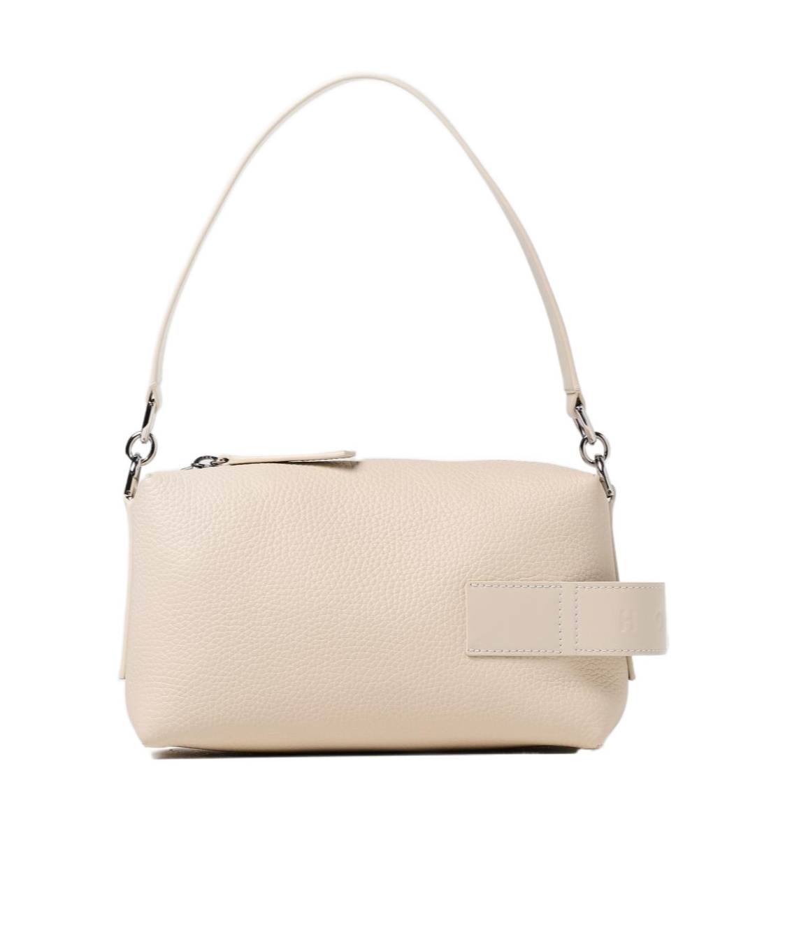 Hogan Script Bauletto Leather Shoulder Bag In Nude