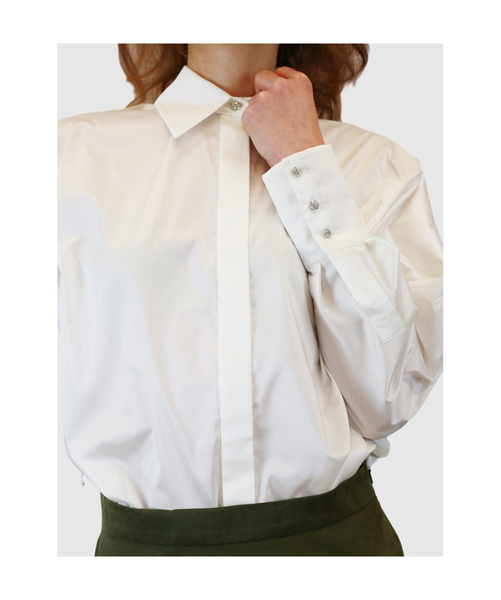 Max Mara Studio Clan Buttoned Long-sleeved Top In Green