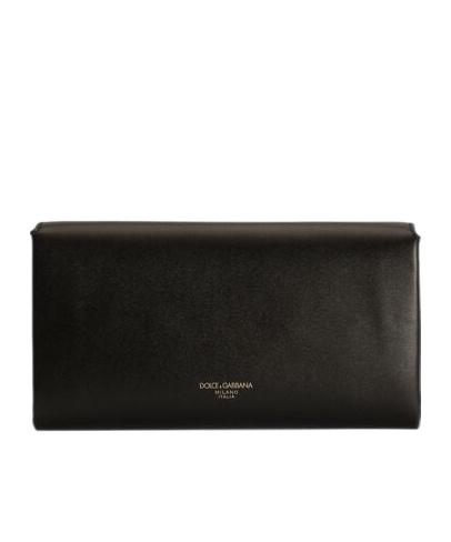 Dolce & Gabbana Marlene Grained Leather Clutch Bag In Black