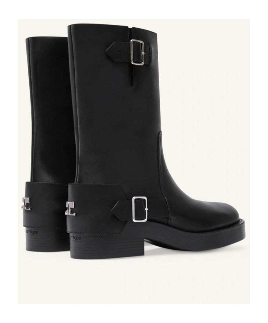 Shop Courrèges Americana Leather Boots In Black