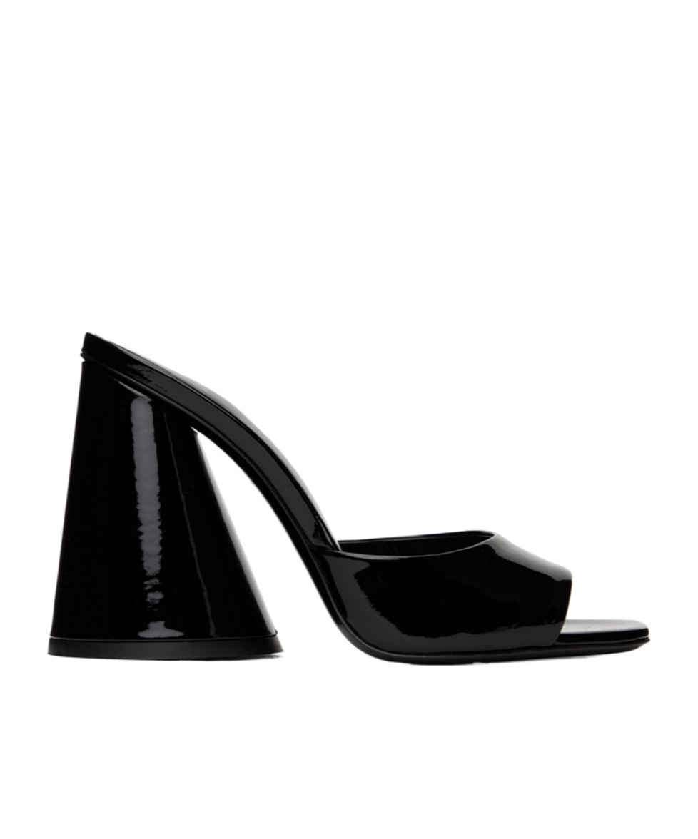 Attico Mini Devon 85 Patent Leather Sandals In Black