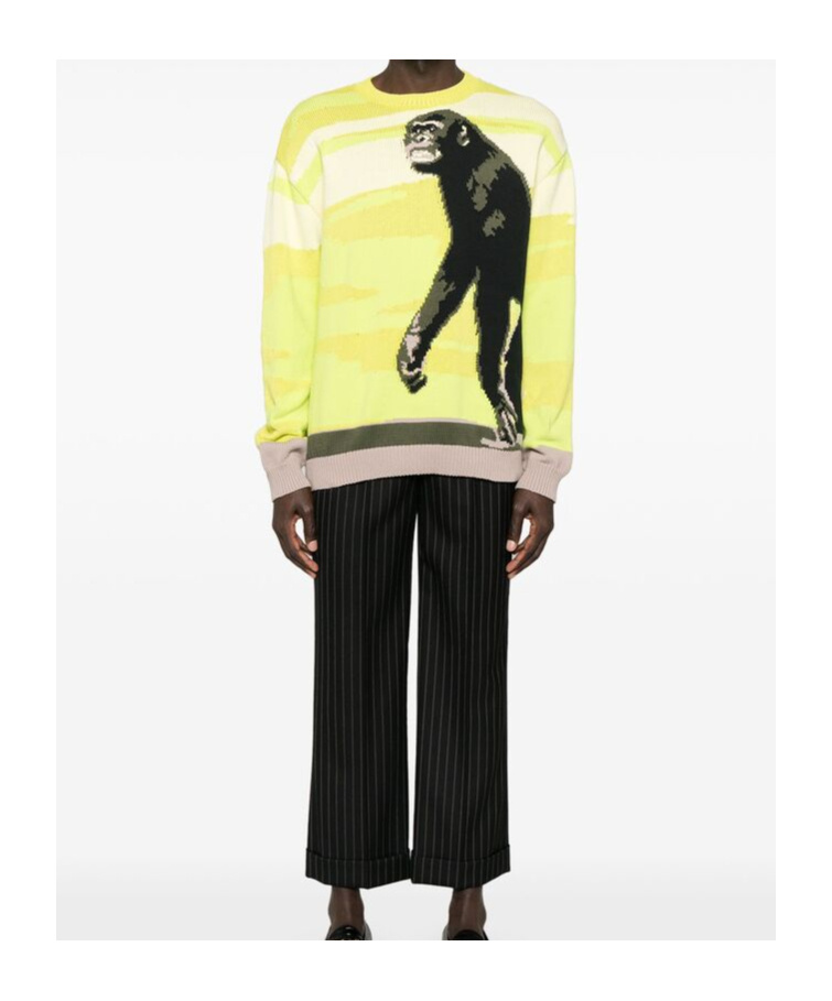 Moschino Chimpanzee Intarsia Knit Sweater In Black