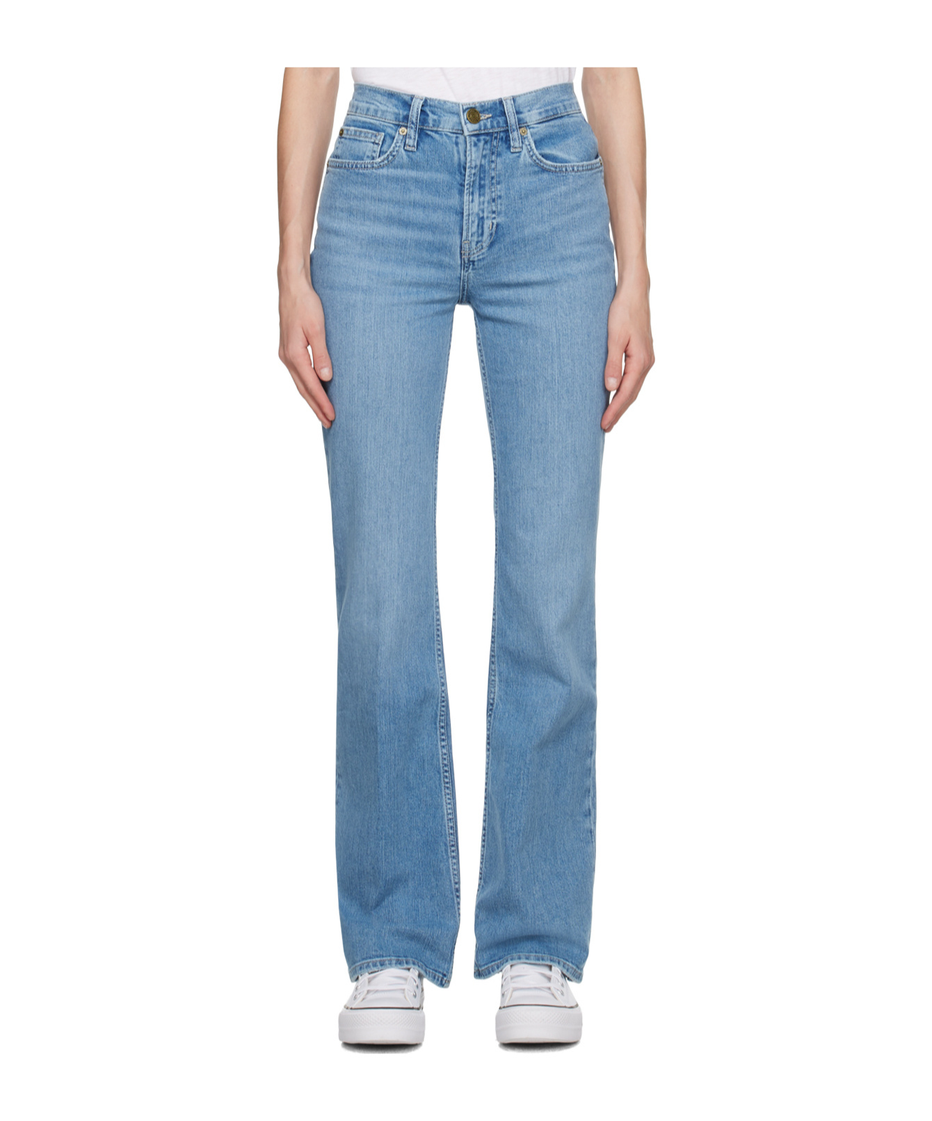 Frame The Slim Stacked Elastic Jeans In Blue