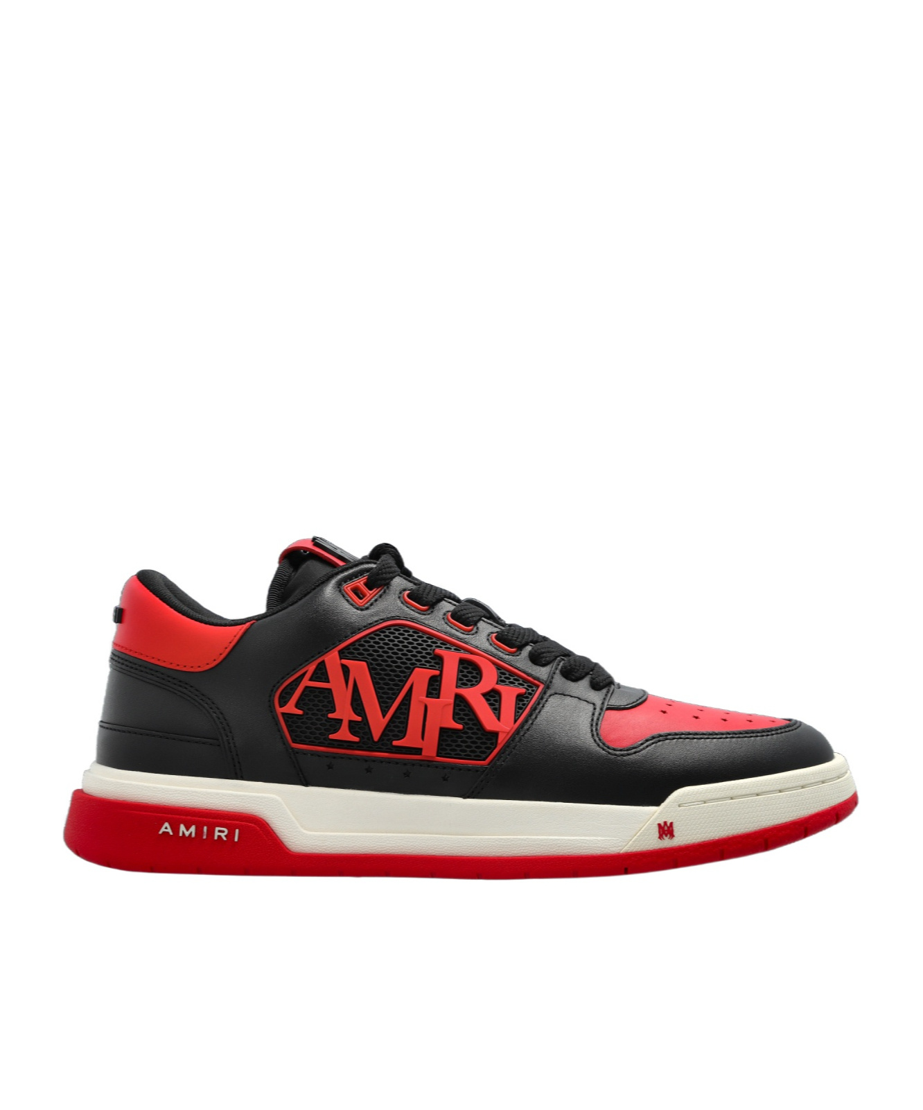 Amiri Low Top Sneakers With Round Toe And Perforated Patch In Black