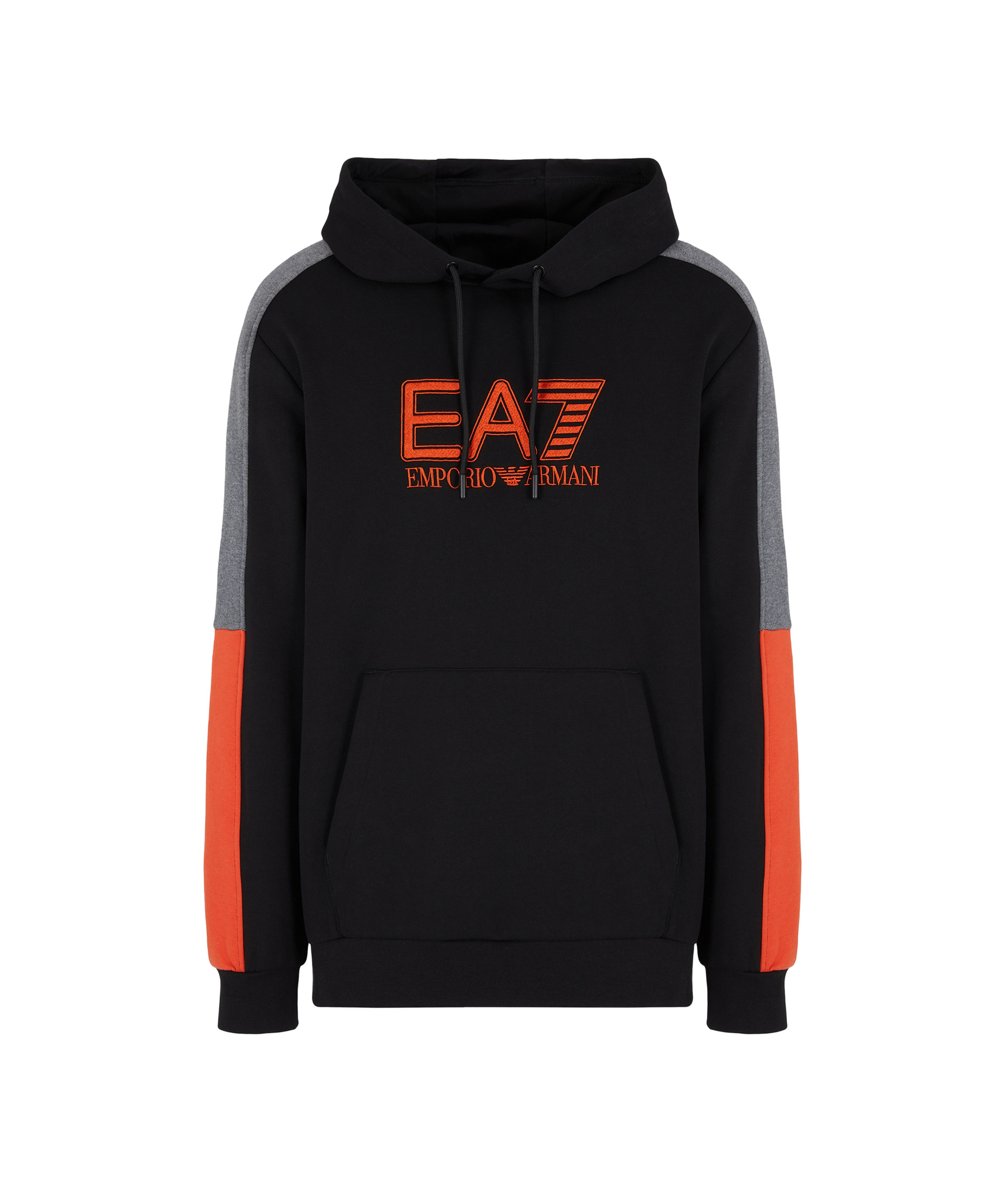 Ea7 Visibility Cotton-blend Hooded Sweatshirt In Black