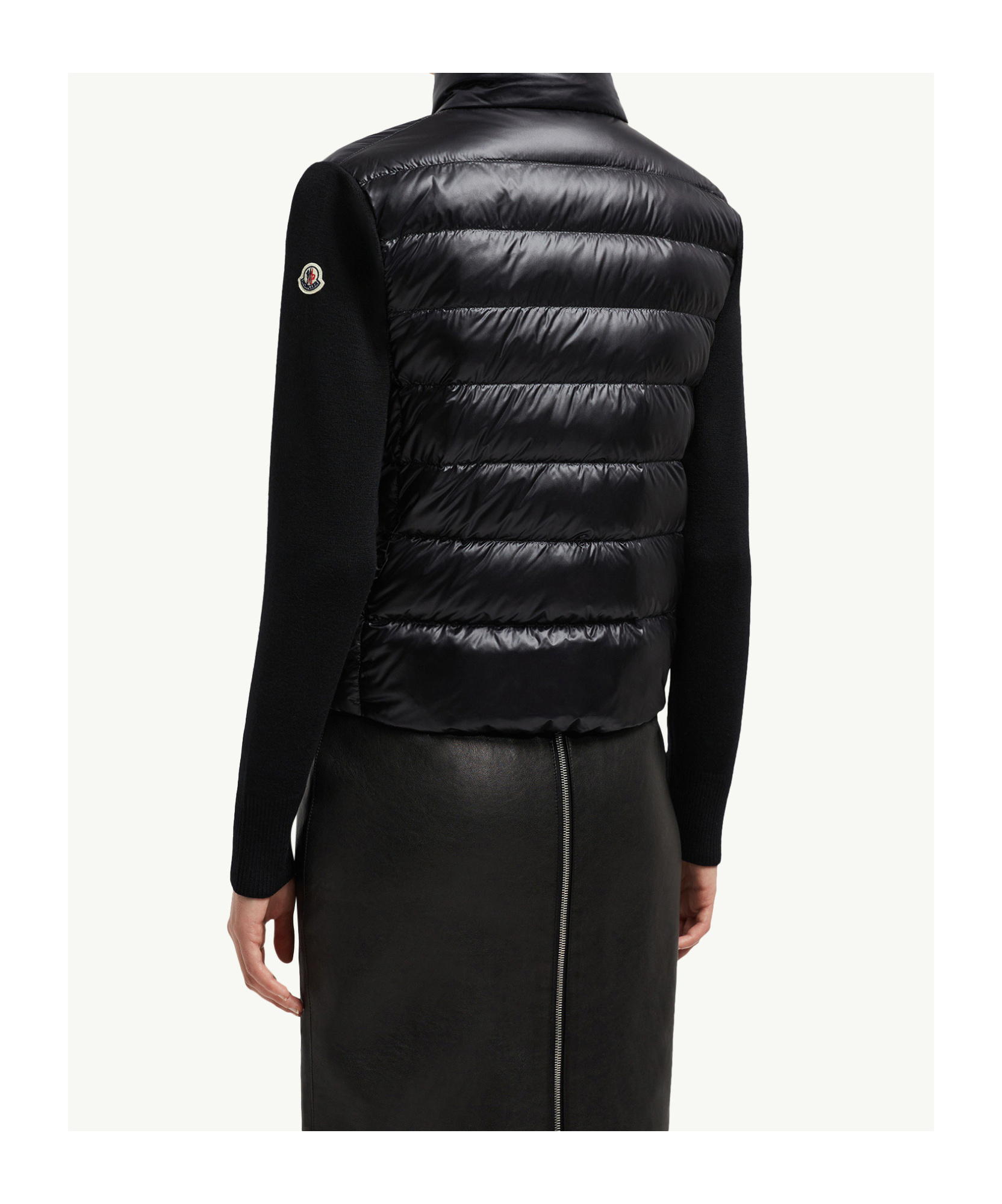 Moncler Padded Wool Cardigan In Black