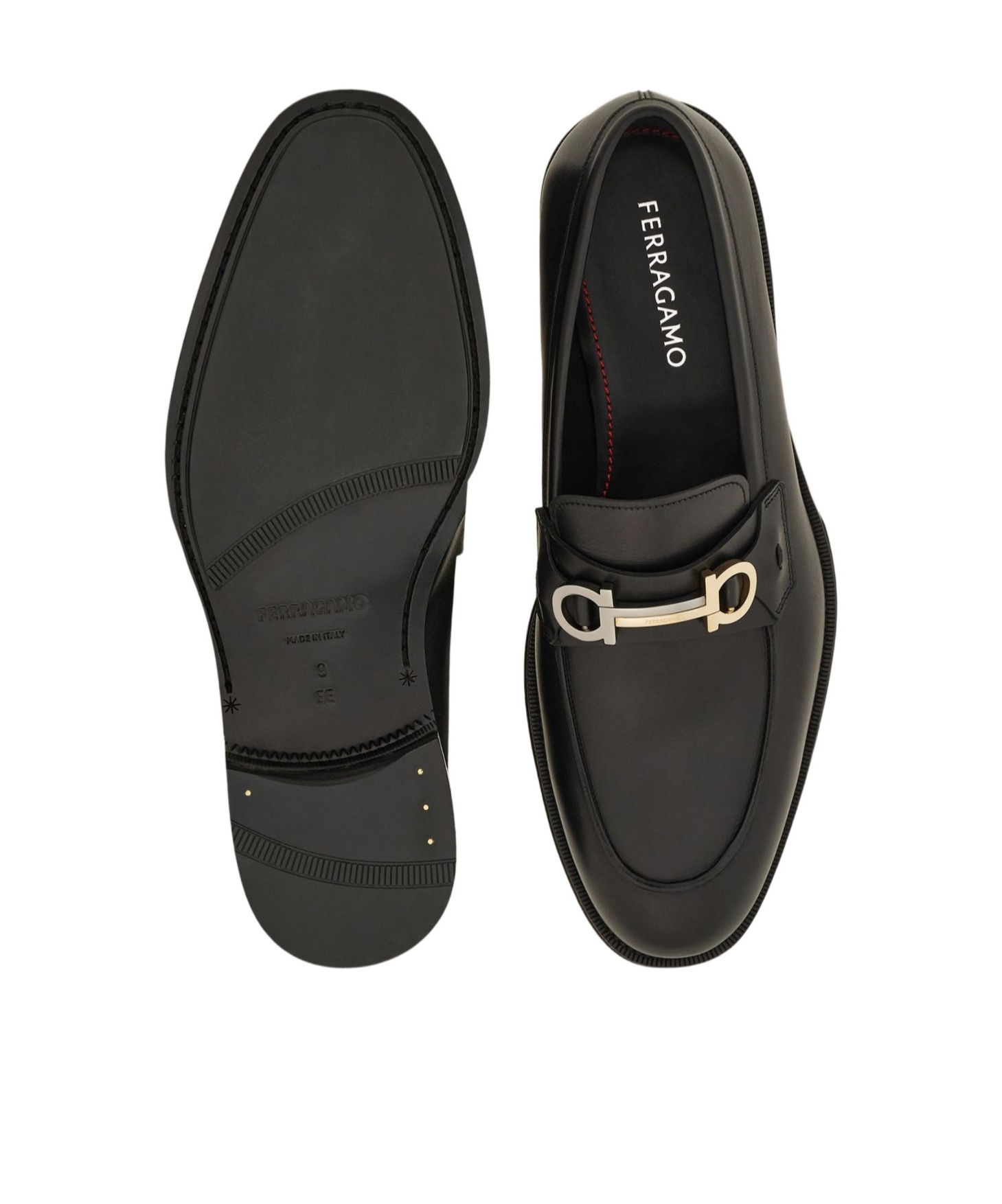 Ferragamo Round Head Business Casual Shoes In Black