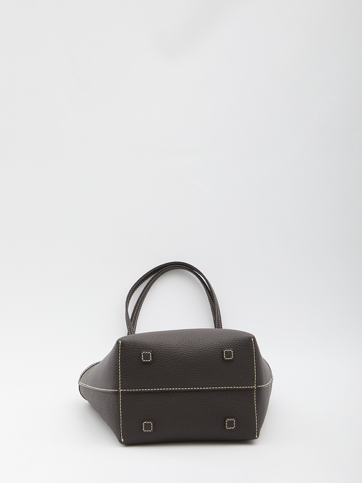 The Row Medium Park Stitch Grained Leather Tote Bag In Brown