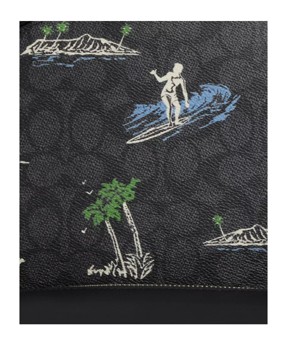 Coach West Backpack In Signature Canvas With Surf Print In Black