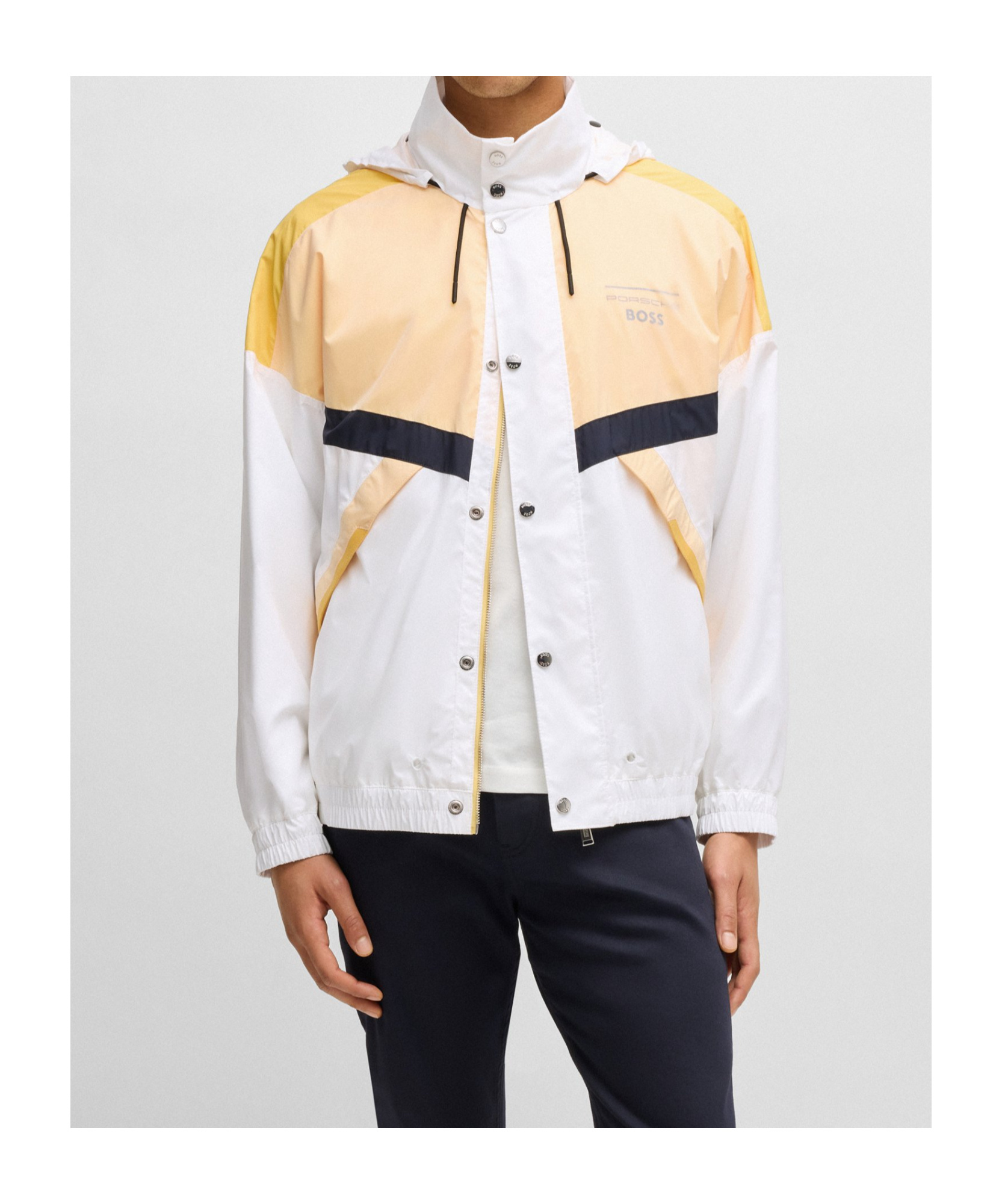 Hugo Boss Porsche X Boss Water-repellent Jacket With Colour-blocking In White