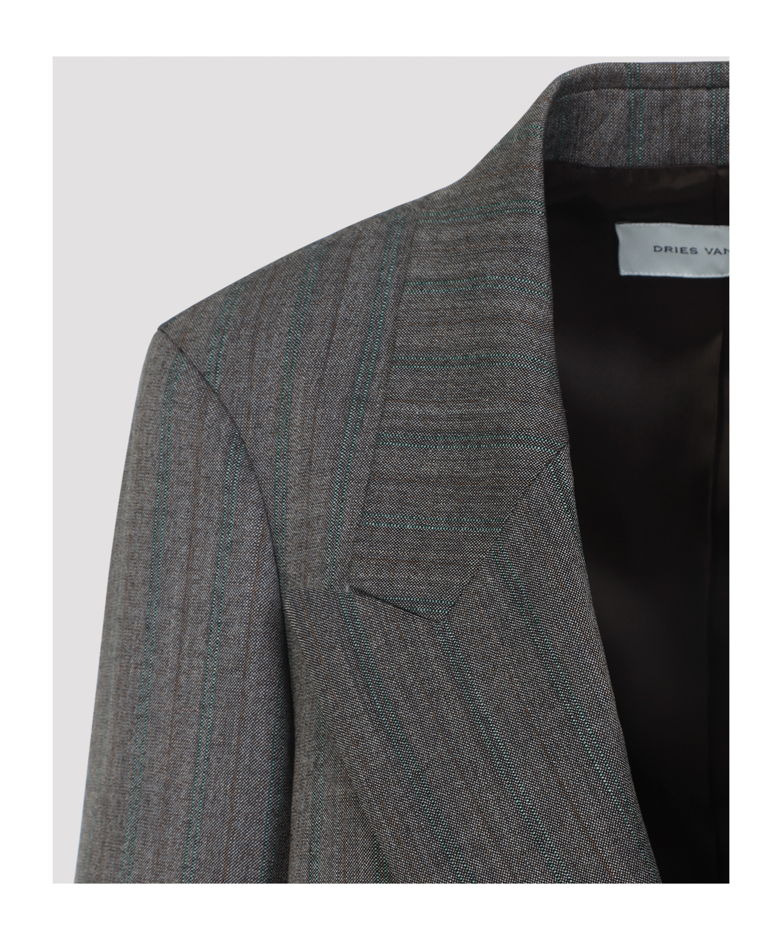Dries Van Noten Longline Jacket With Notched Lapels And Pockets In Gray