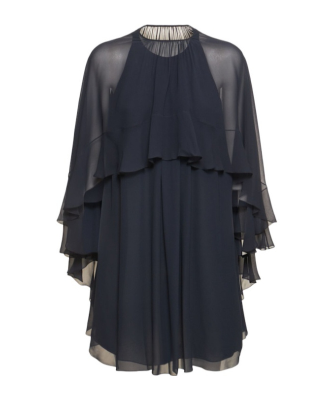 Chloé Mini Cape Dress In Silk Georgette