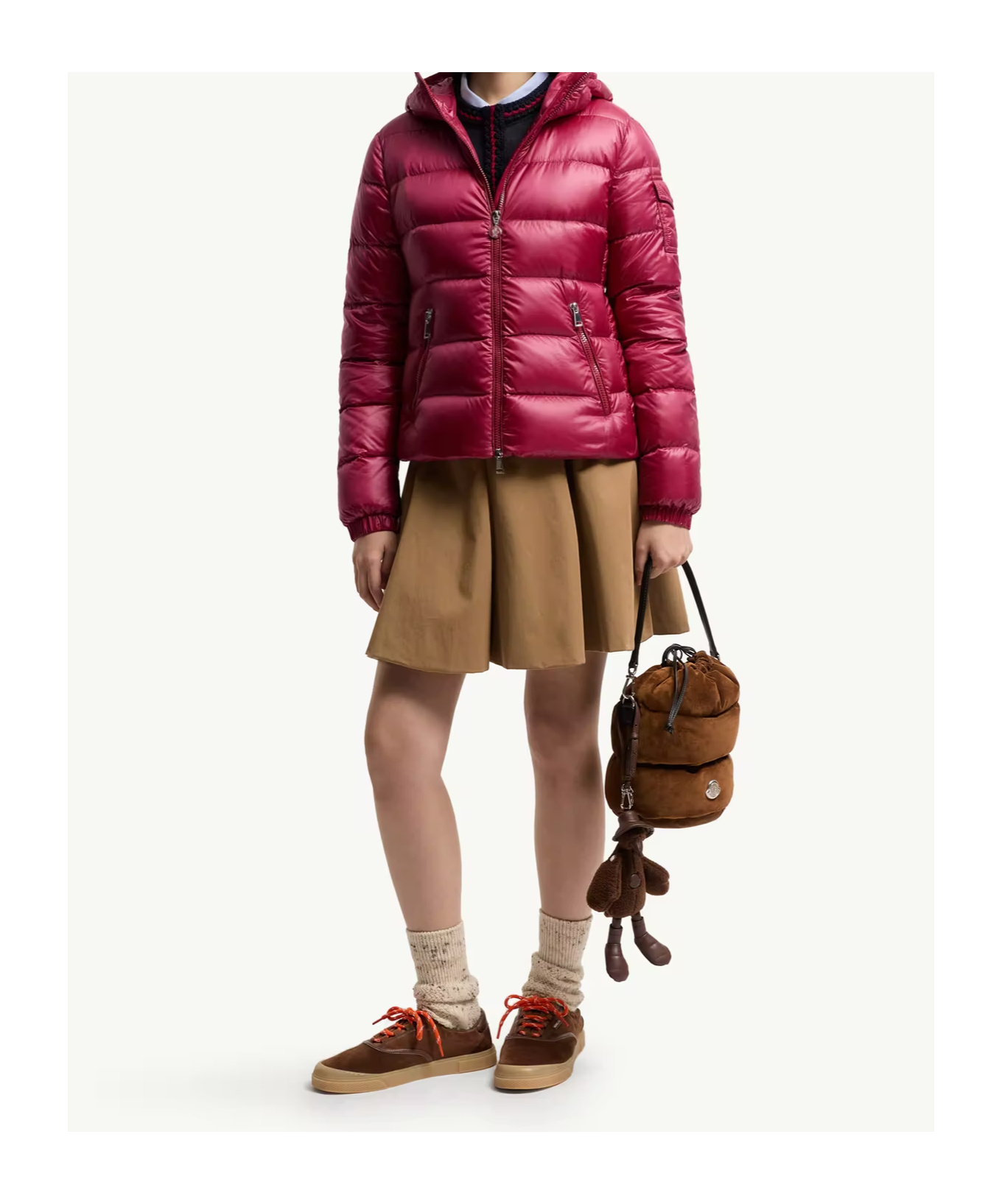 Moncler Glesse Hooded Short Down Jacket In Pink