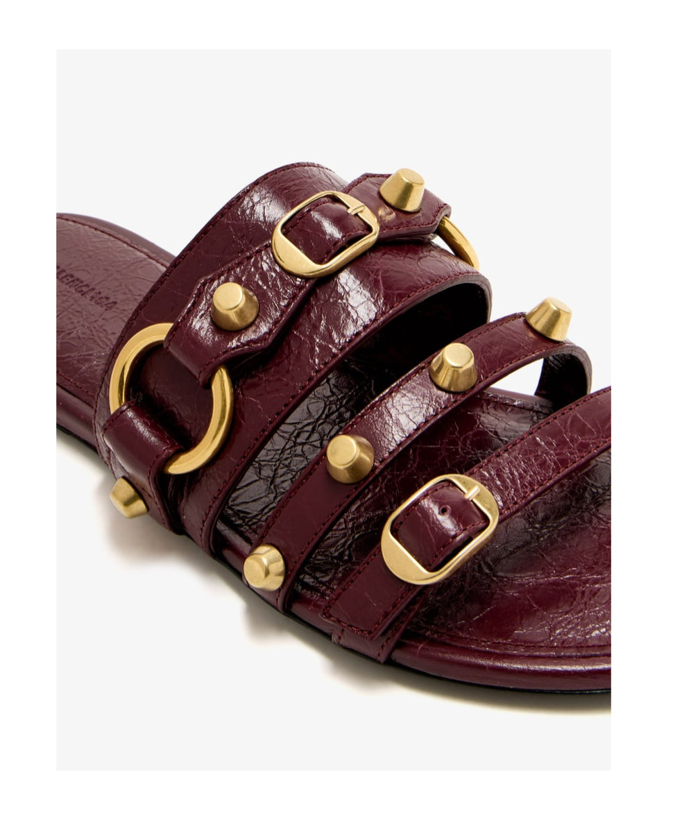 Balenciaga Grape Leather City Slippers In Burgundy