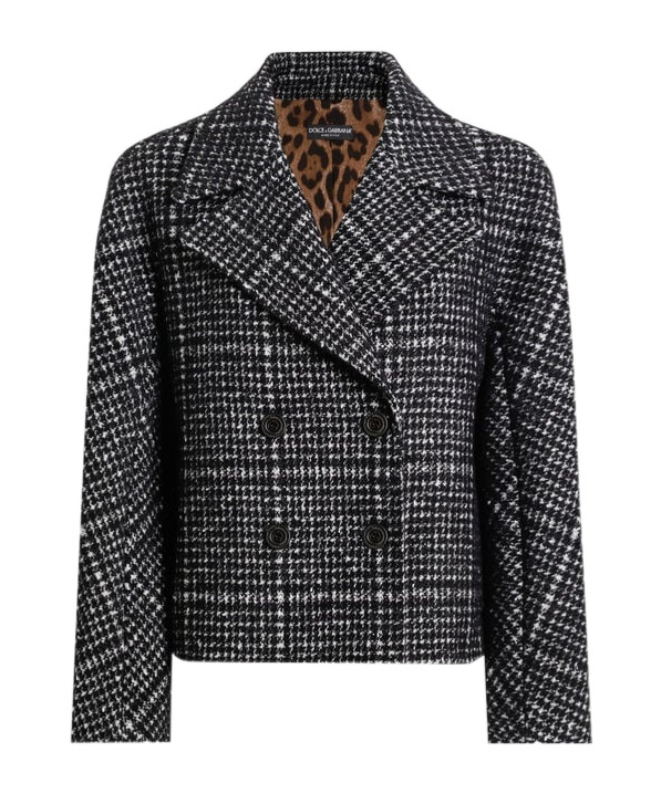 Dolce & Gabbana Check-pattern Double-breasted Jacket In Black