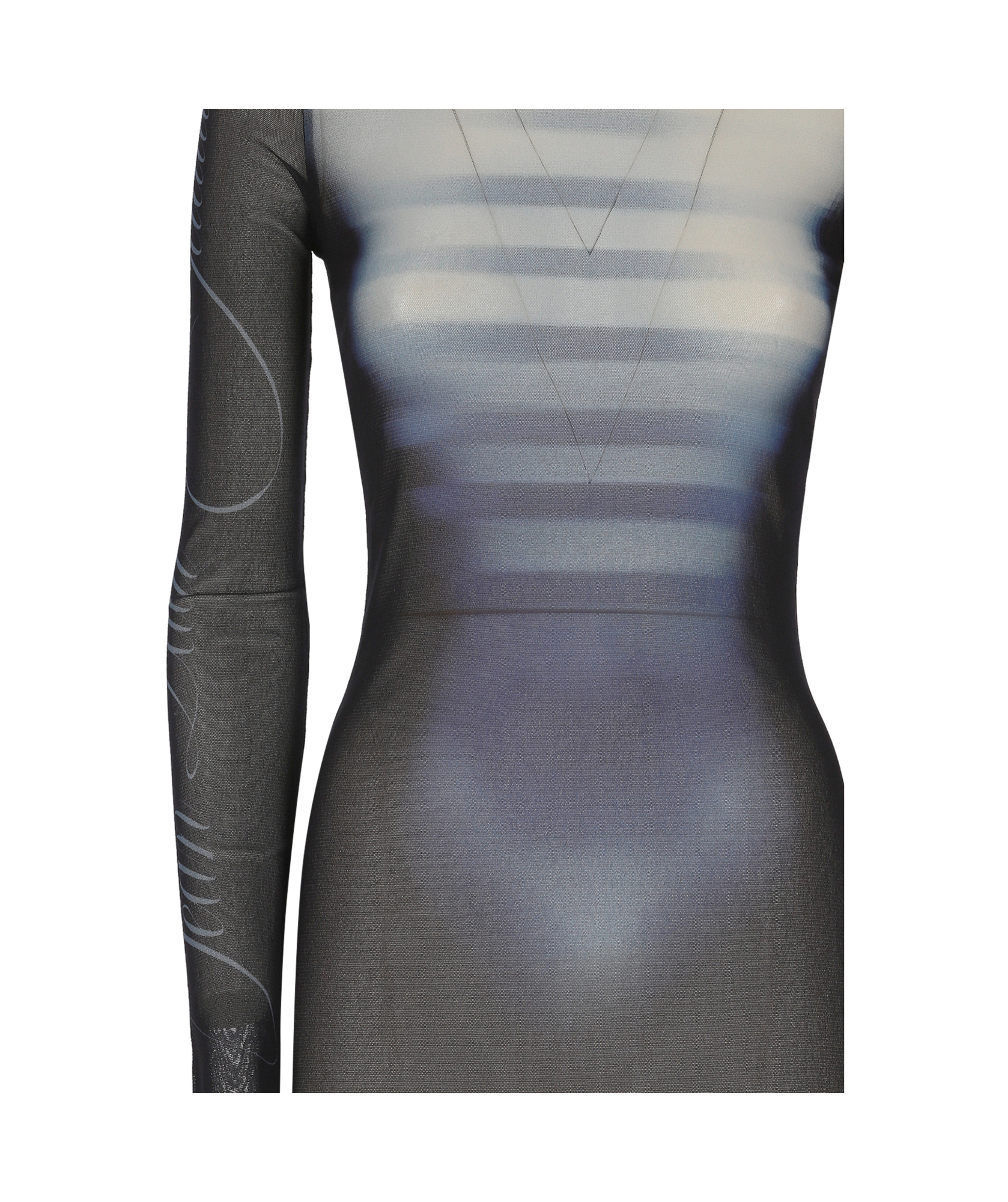 Jean Paul Gaultier Le Mâle Printed Mesh Mini Dress In Black
