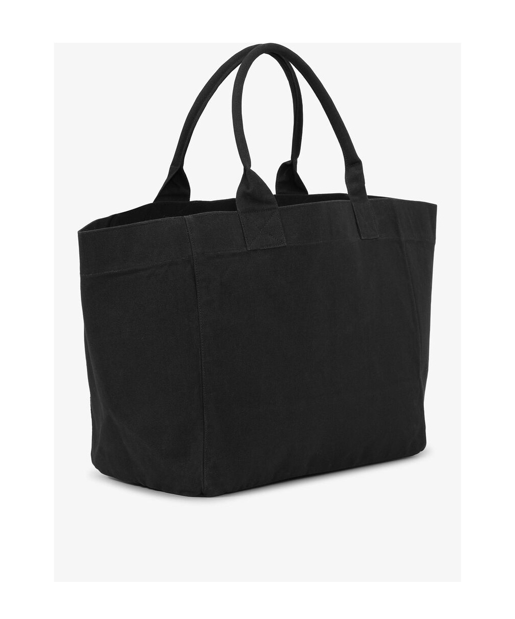 Ganni Black Oversized Canvas Tote In Black