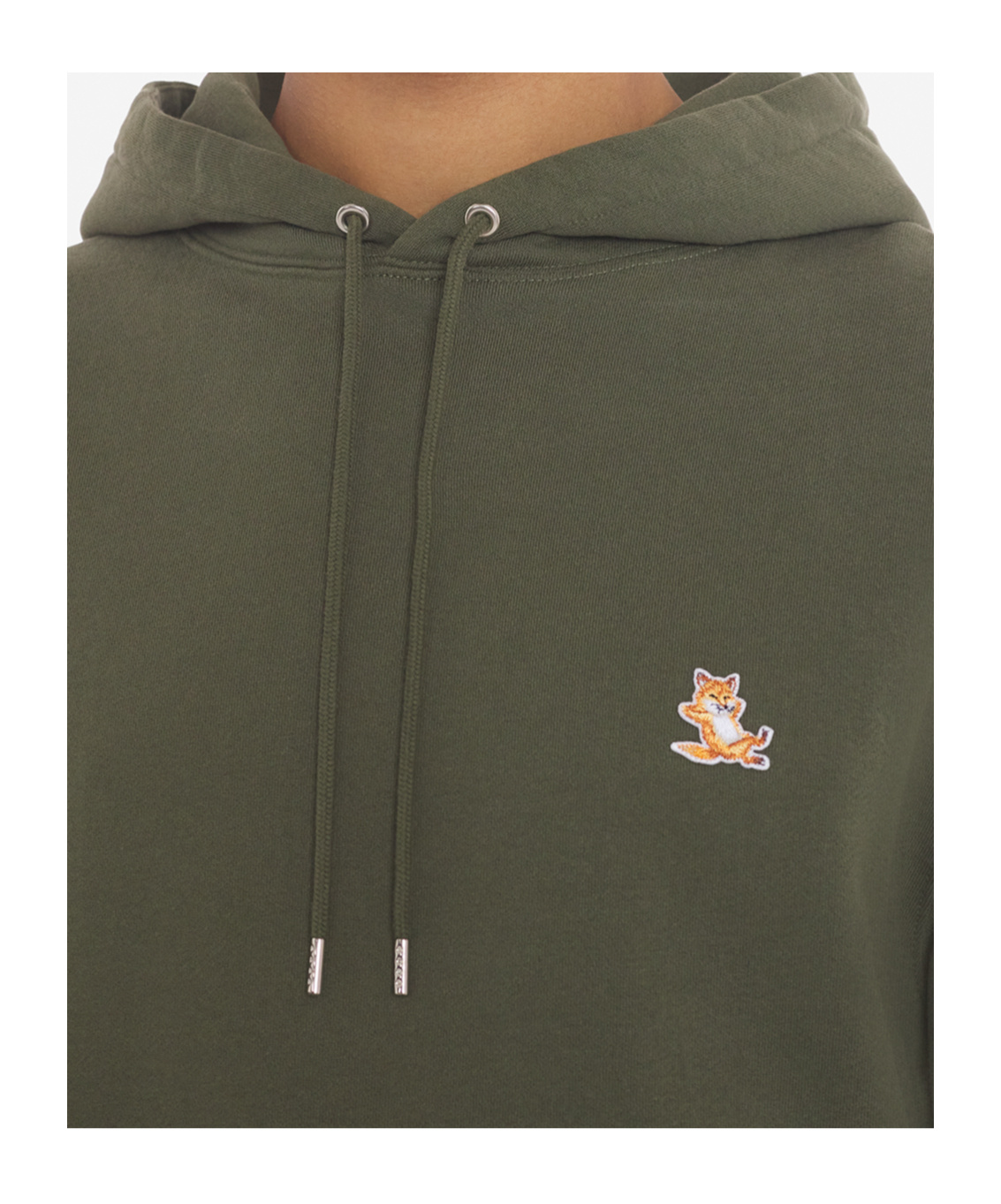 Shop Maison Kitsuné Chillax-fox Motif Cotton Hoodie In Green