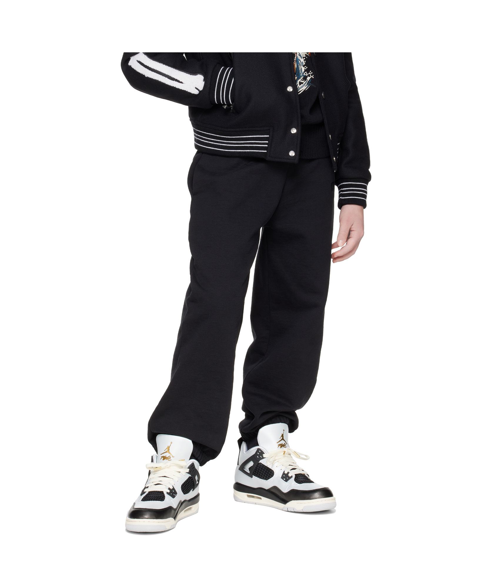 Nike Big Kids Silver & Black Air Jordan 4 Sneakers In Silver Black