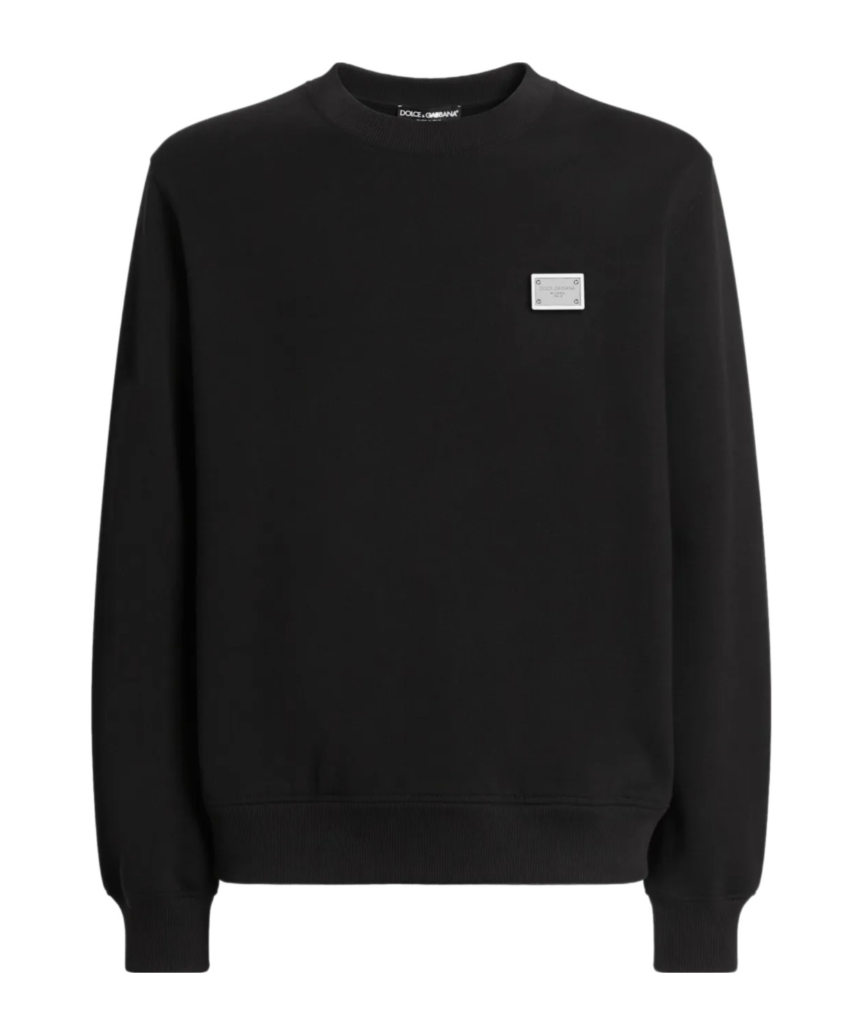 Dolce & Gabbana Jersey Sweatshirt With Branded Tag In Black
