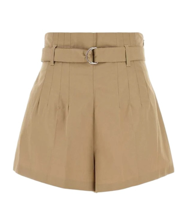 Prada Pleated Poplin Shorts Belt Loops In Nude