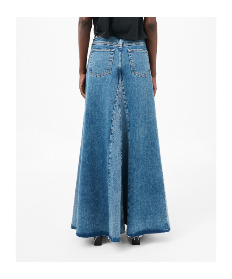 Our Legacy Rebel Panelled Frayed Maxi Skirt In Blue