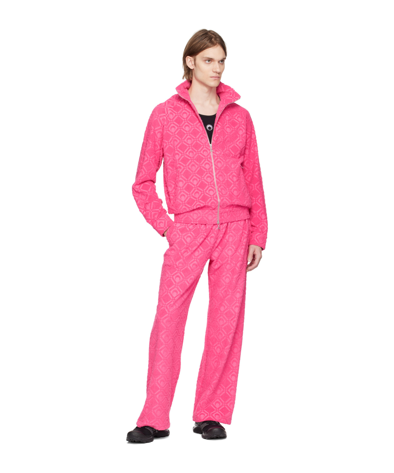 Marine Serre Moon Jacquard Track Pants In Pink