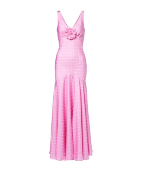 Rodarte Floral-appliqué Silk Twill Gown In Pink
