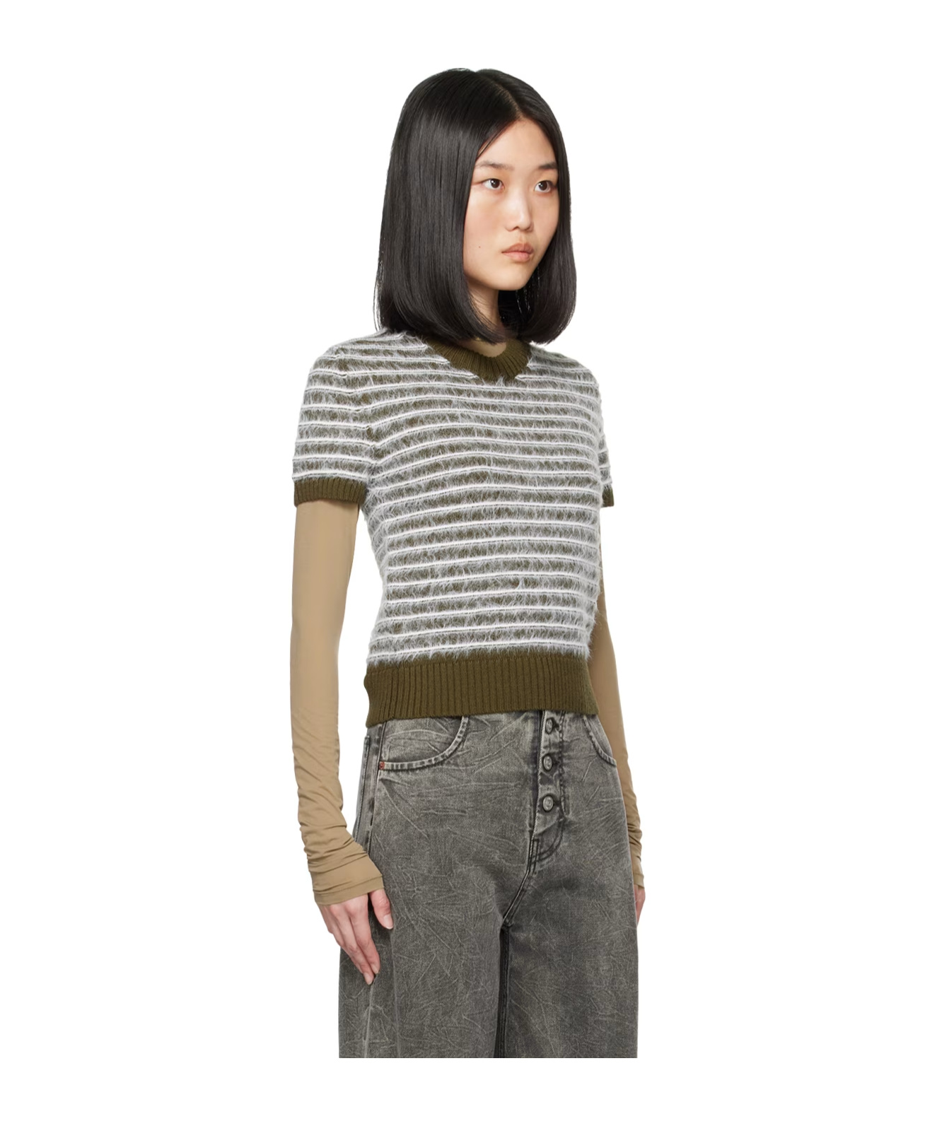 Mm6 Maison Margiela Short-sleeved Striped Sweater In Multicolor