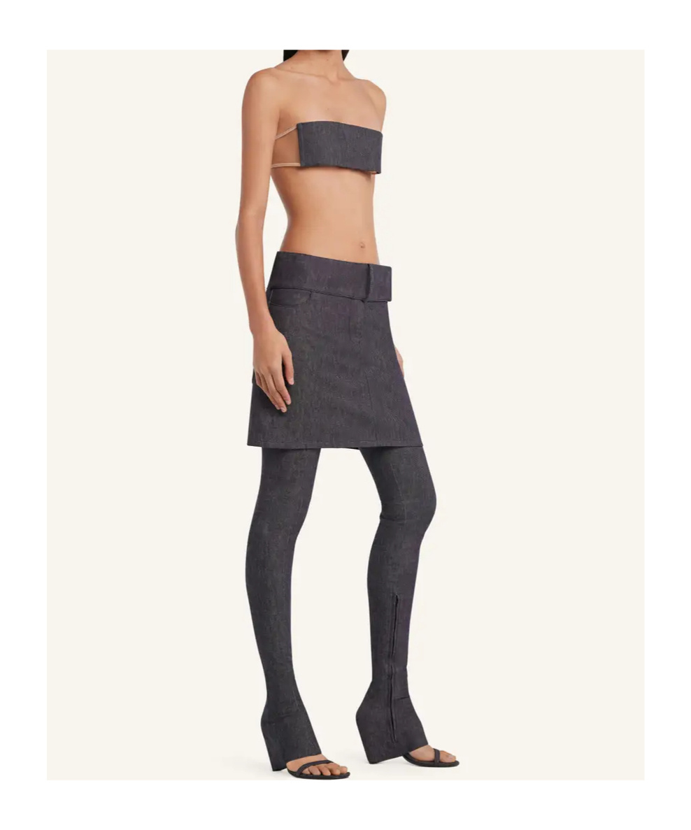 Shop Courrèges Belted Mini Skirt In Dark Gray