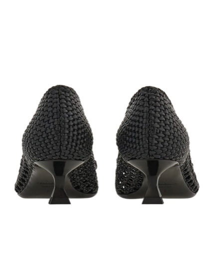 Ferragamo Zelma Woven Leather Buckle Pumps In Black