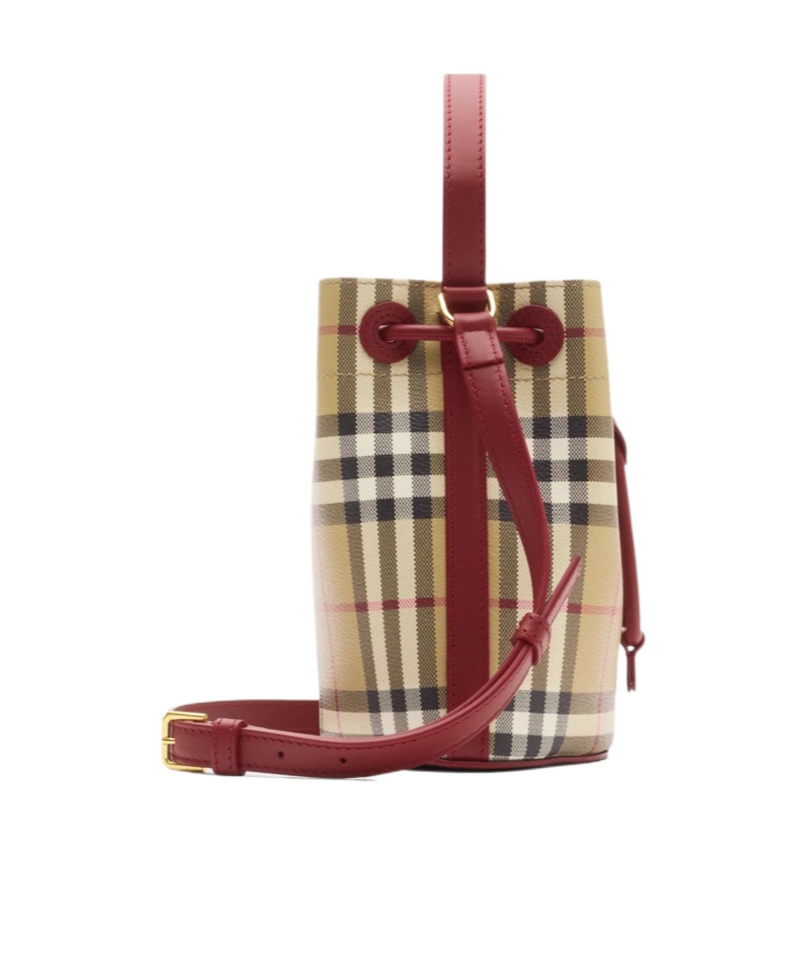 Burberry Mini Check Bucket Bag In Brown