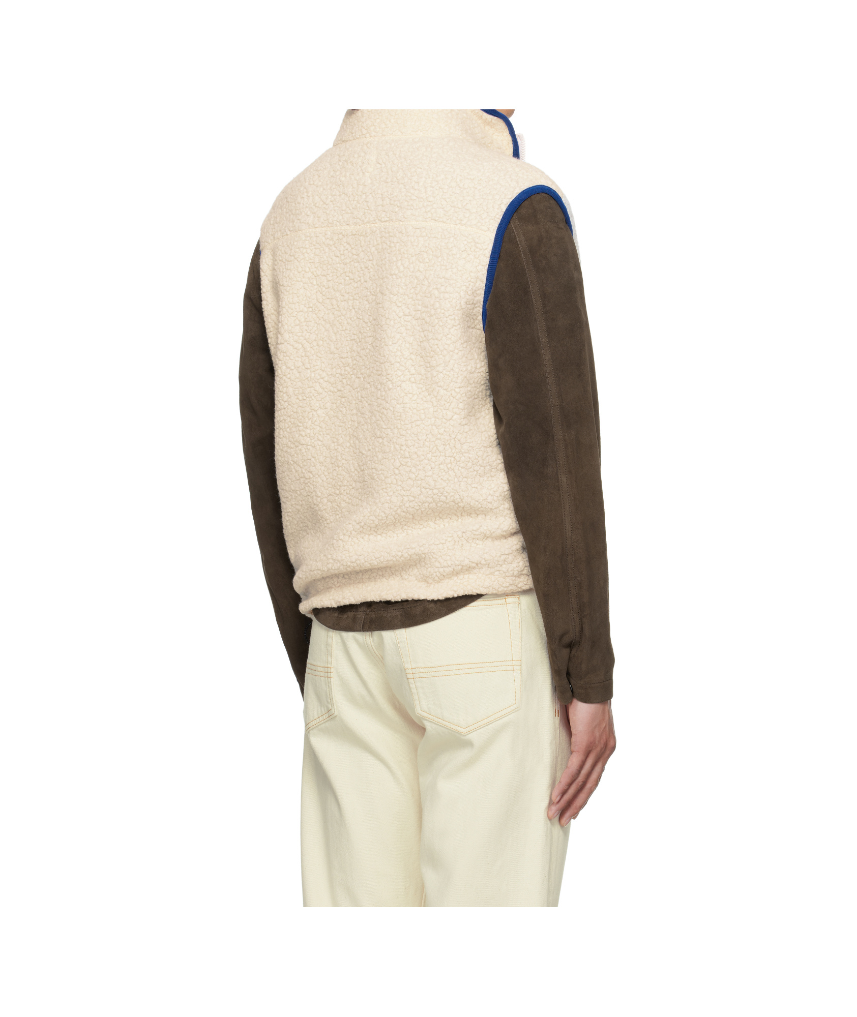 Drake's London Boucle Wool Zip Fleece Vest In Ecru