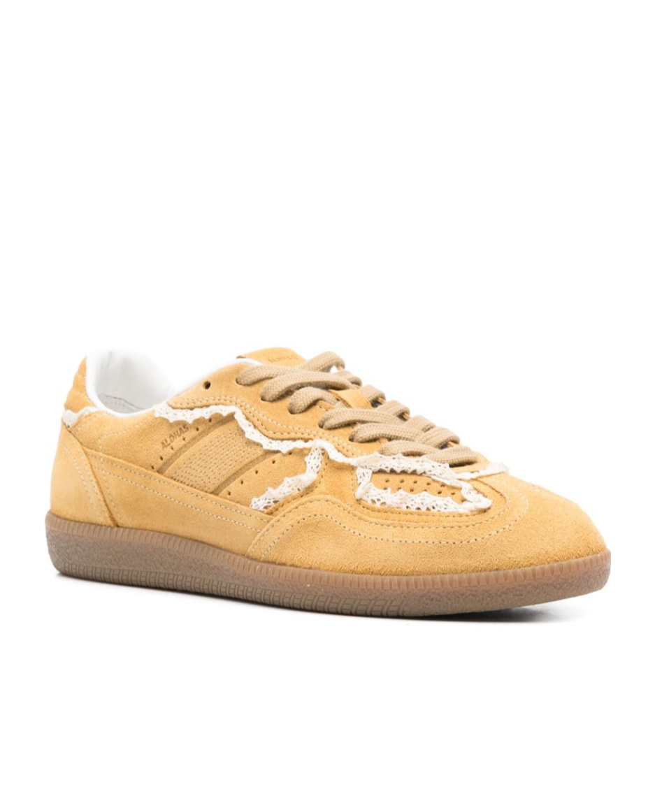 Alohas Tb 490 Low-top Suede Sneakers With Lace Inserts In Yellow