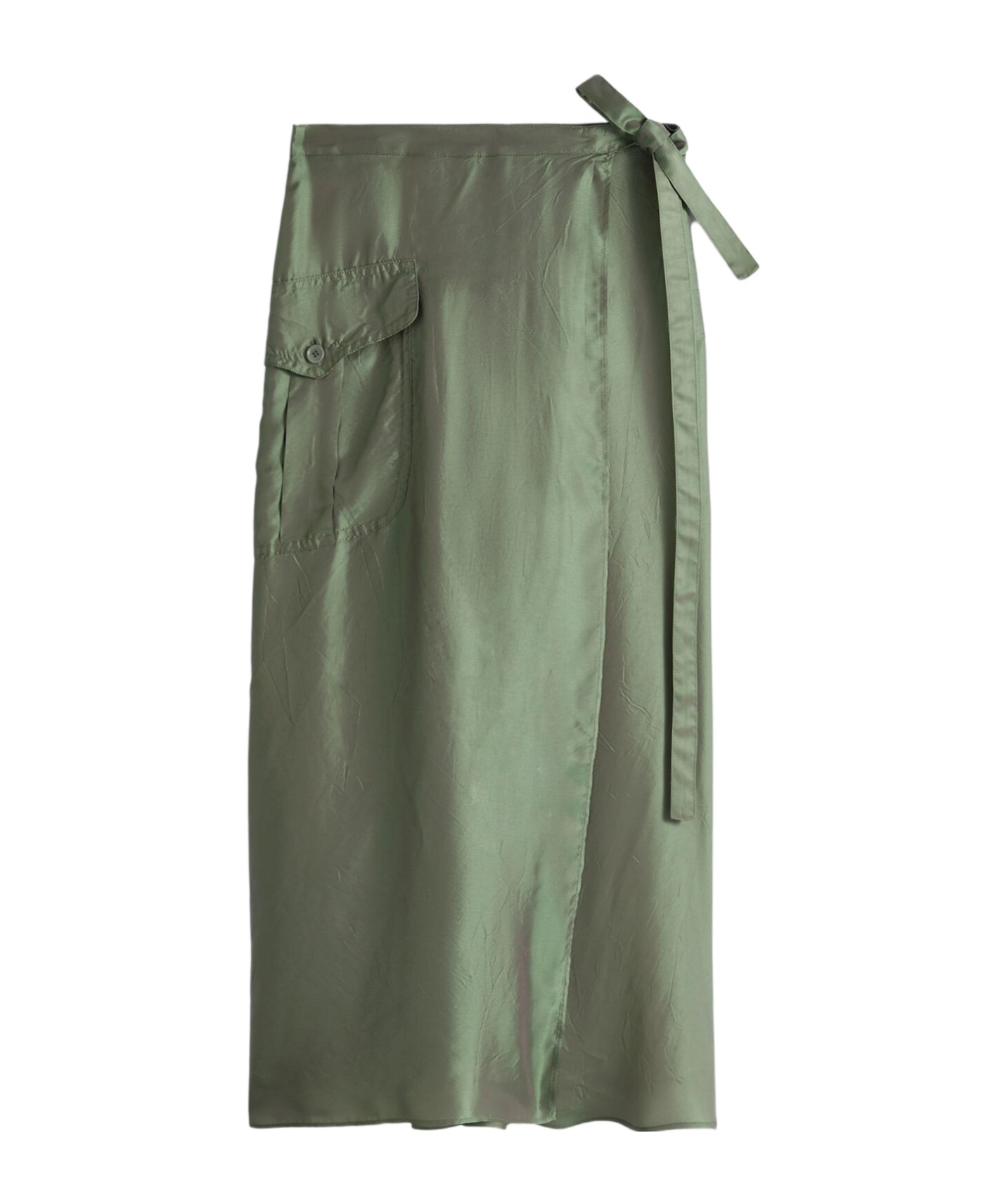 Aspesi Metallic Wrap Midi Skirt In Green