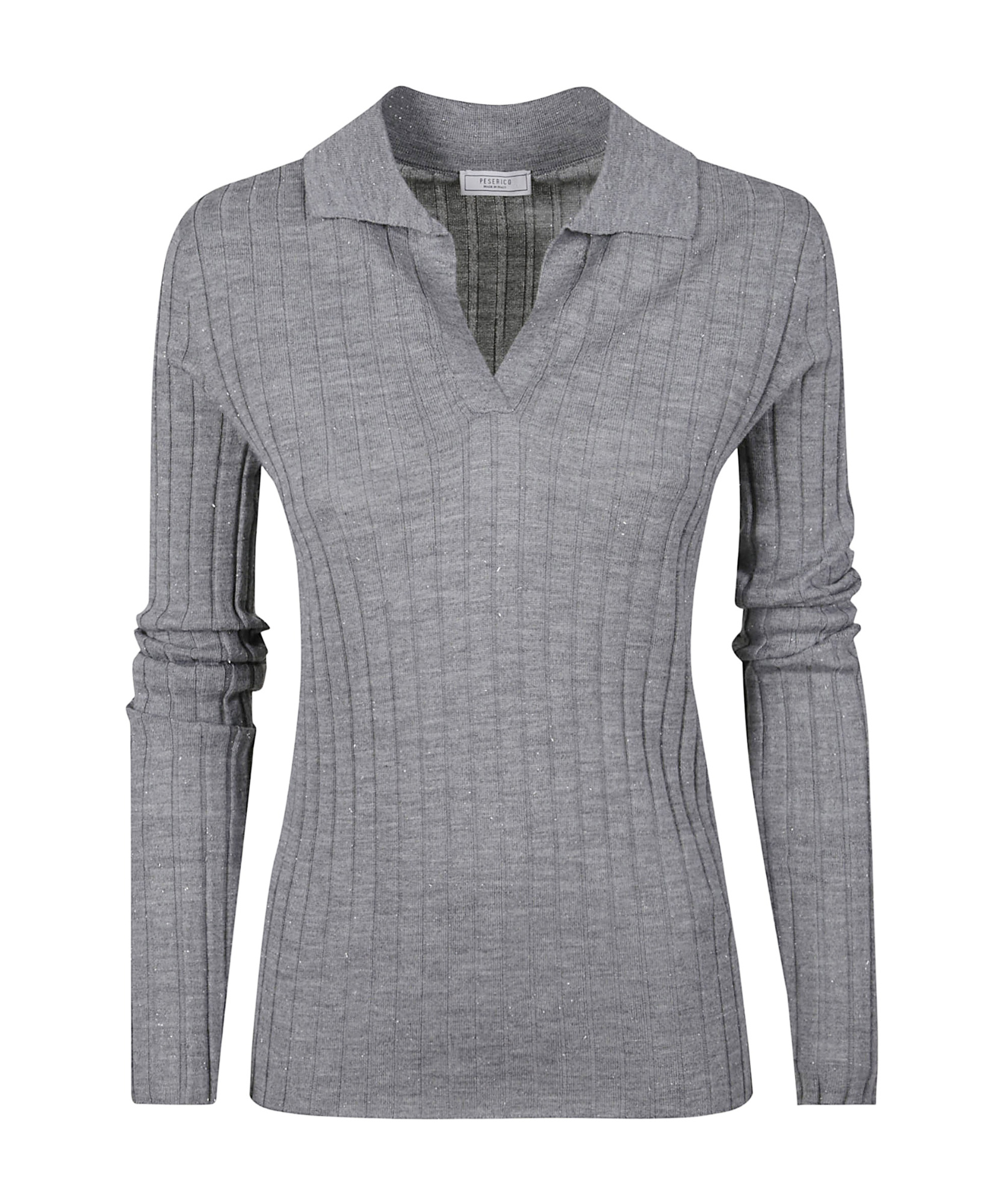 Peserico Long-sleeved Polo Shirt In Animal Print