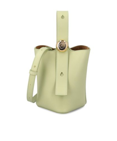 Loewe Mini Pebble Leather Bucket Bag In Nude