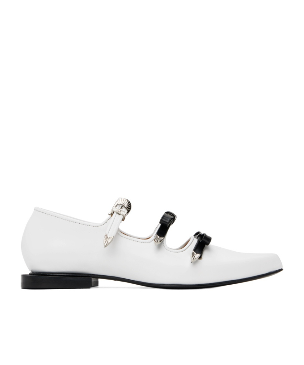 Toga White Mary Jane Ballerina Flats In White
