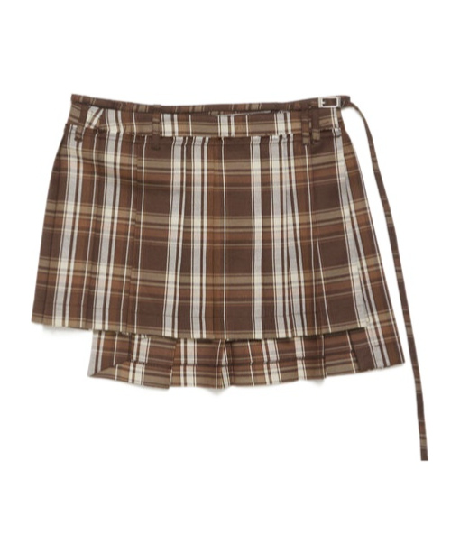 Acne Studios Tartan-check Pleated Miniskirt In Green